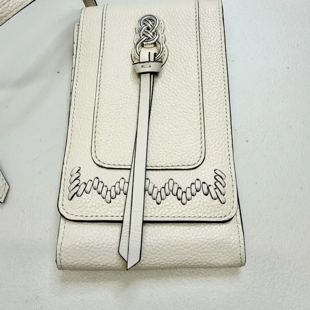 Brighton Interlok Phone Organizer Celtic Silver Hardware Cream Woven Leather